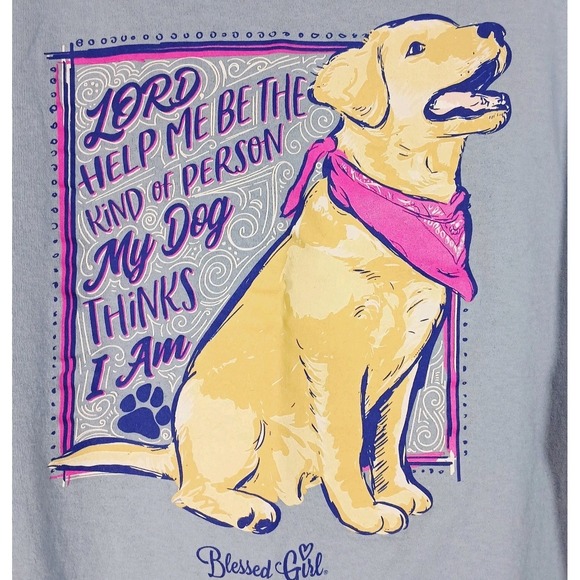 Blessed Girl "My Dog" Womens Cotton Classic T-shirt Size 2XL Light Icy Blue - Picture 3 of 9